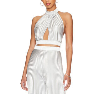 L'Idee 'Renaissance' White Polyester Top Size 10/M